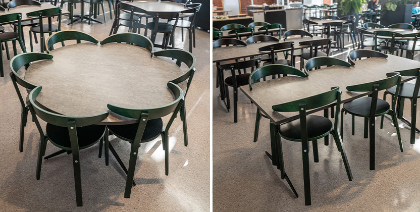 Nya bord och stolar i junkaremålsskolans matsal.