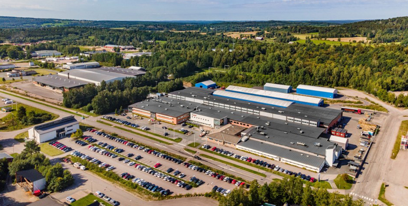 En flygbild över Bosch Thermoteknik i Tranås.