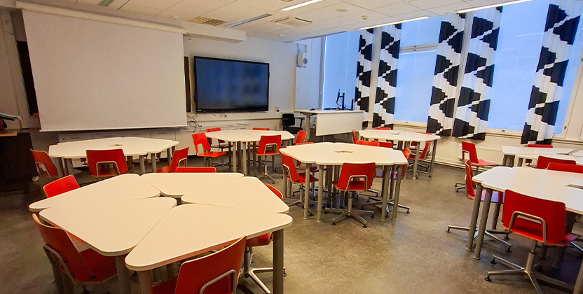 Ett klassrum på en gymnasieskola i Finland.