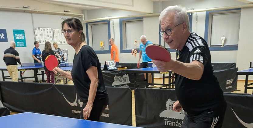 Två personer som spelar pings.