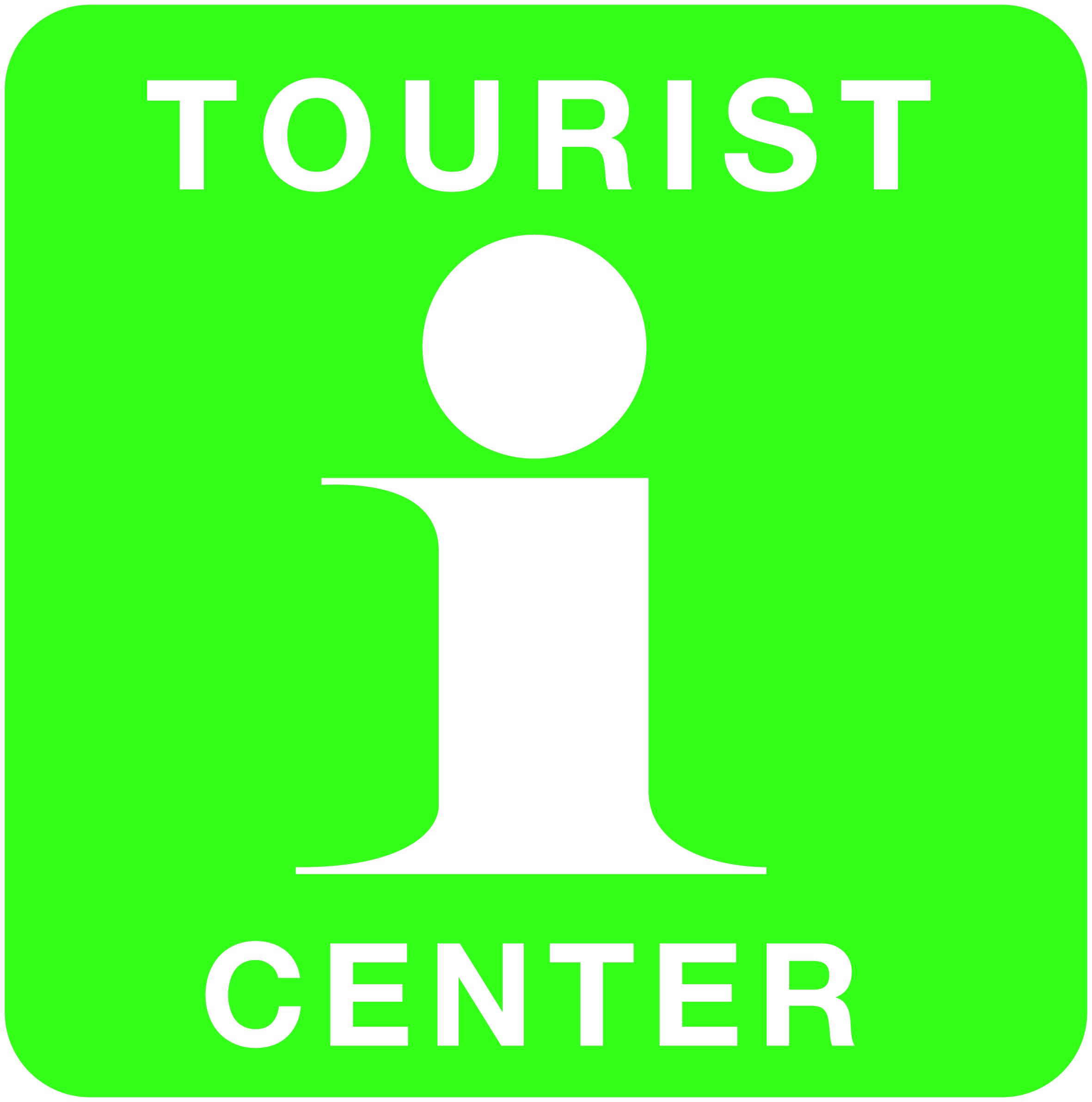 Symbolen för auktoriserat turistcenter.